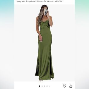 Satin bridesmaid dress olive green